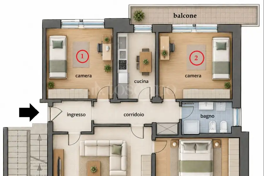 Casa in affitto di 81 mq a €1.200 (rif. 44/2026)