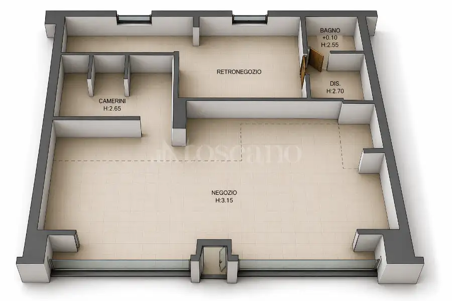 Negozio in affitto di 86 mq a €4.600 (rif. 10/2026)
